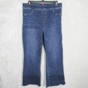 SPANX Denim Jeans Pull On Medium Wash Flare Crop Womens XL Stretch Pants